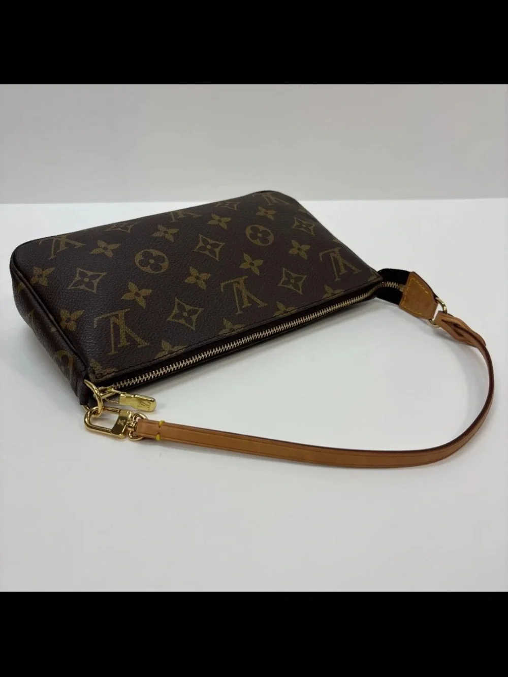 Louis Vuitton Monogram Canvas Mini Pochette with Vachetta Strap